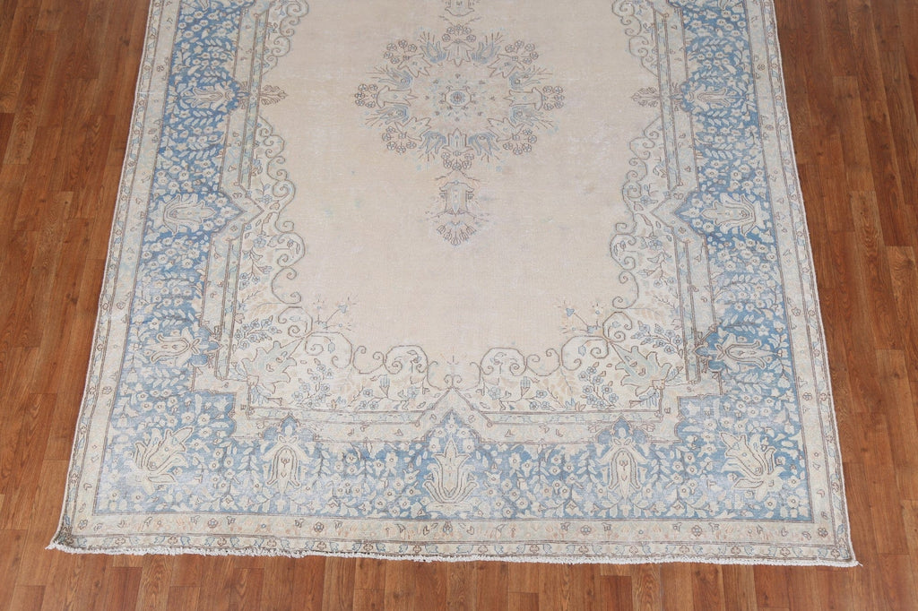 Distressed Wool Kerman Persian Rug 7x10