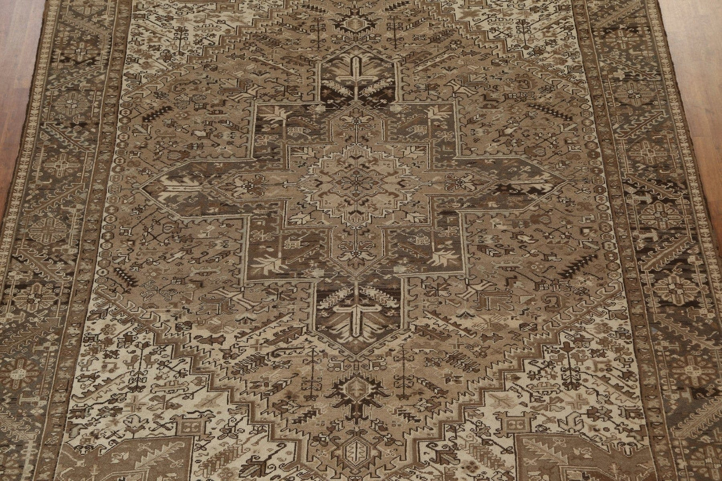 Brown Geometric Wool Heriz Persian Area Rug 10x12