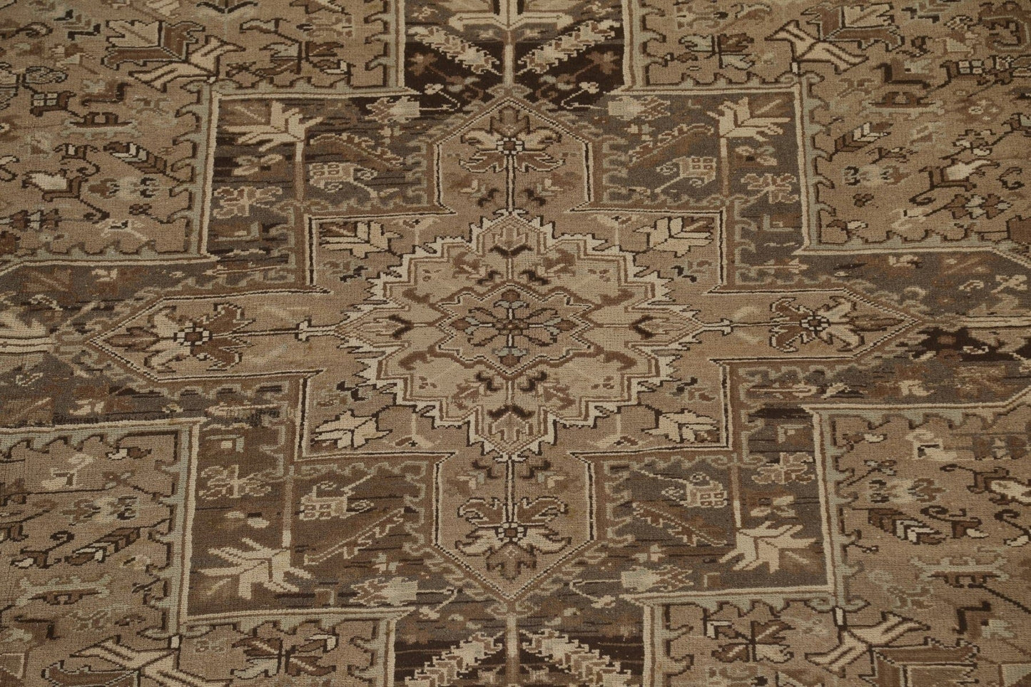 Brown Geometric Wool Heriz Persian Area Rug 10x12