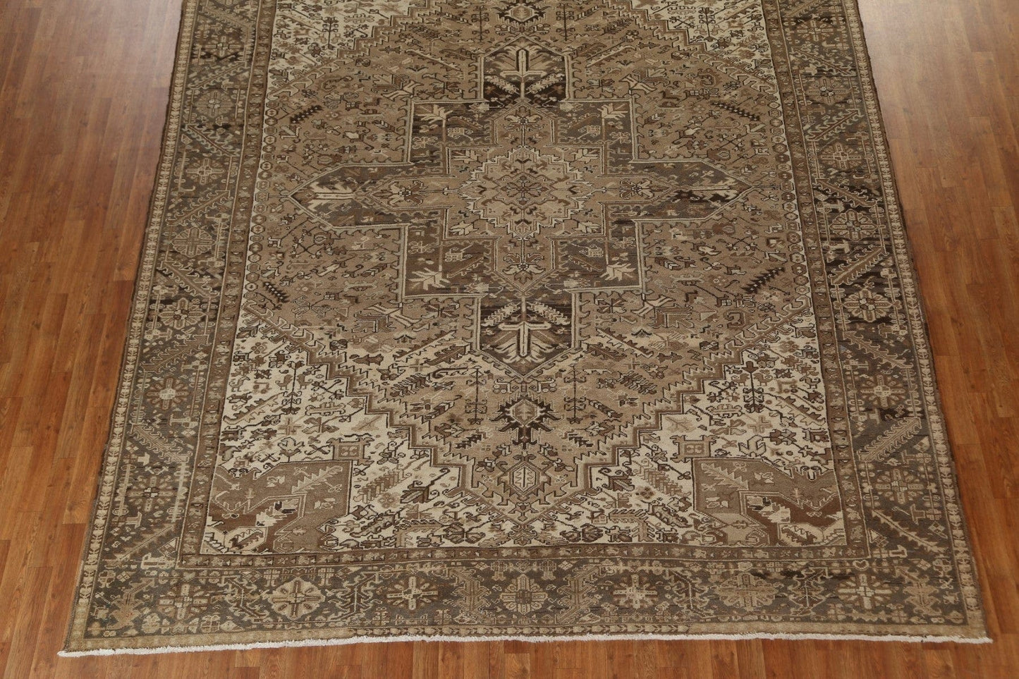 Brown Geometric Wool Heriz Persian Area Rug 10x12