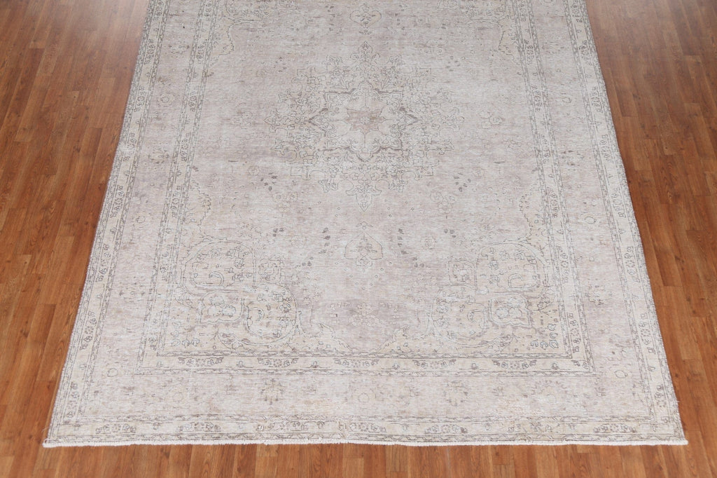 Vintage Muted Handmade Wool Tabriz Persian Rug 8x11