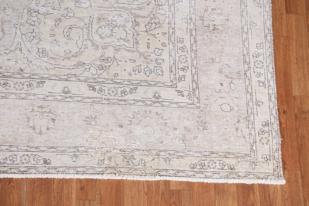 Vintage Muted Handmade Wool Tabriz Persian Rug 8x11