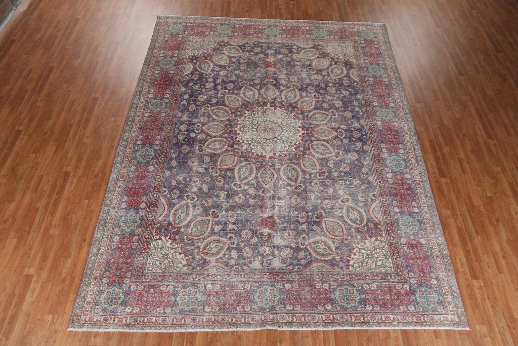 Vintage Floral Tabriz Persian Area Rug 10x13