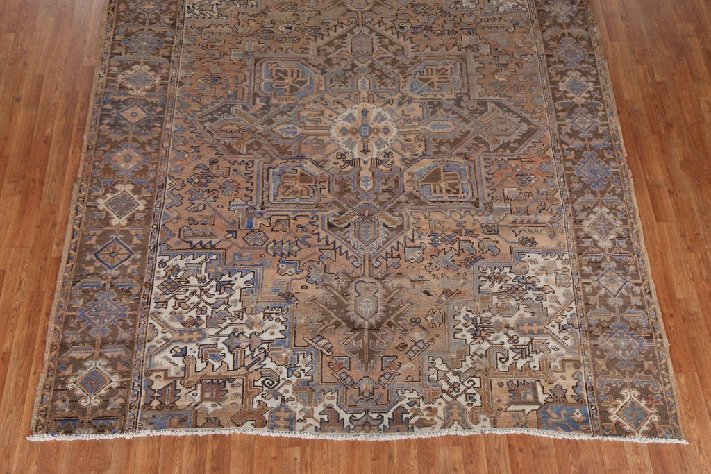 Vintage Geometric Heriz Persian Area Rug 8x9