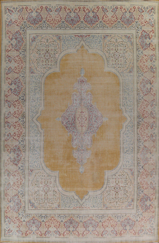 Hand-Knotted Wool Kerman Large Persian Rug 12x17