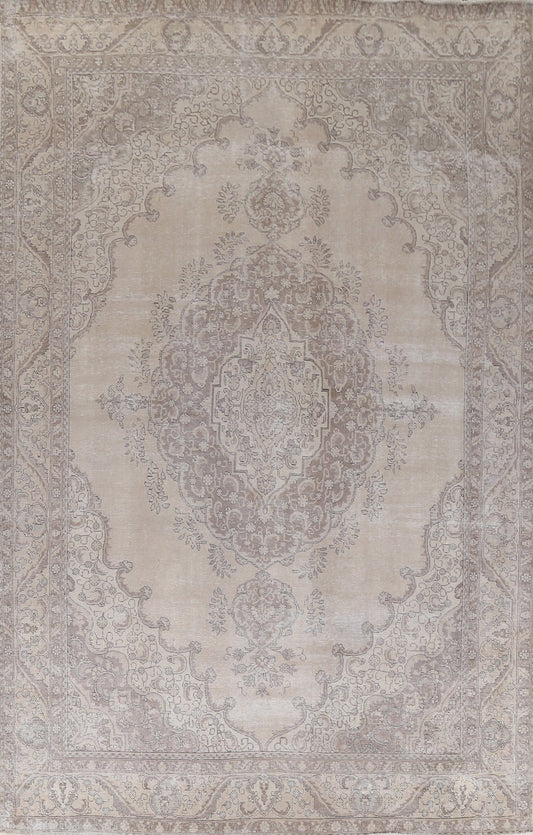 Distressed Muted Tabriz Large Persian Rug 10x16