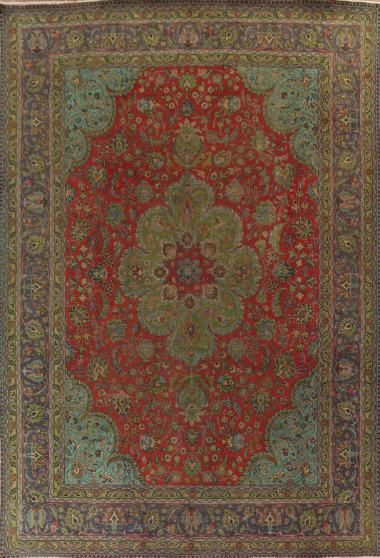 Distressed Over-Dyed Tabriz Persian Area Rug 10x13