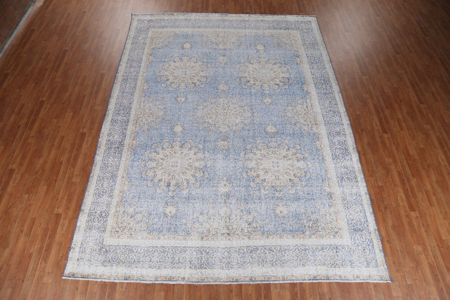 Distressed Blue Kerman Persian Area Rug 10x13