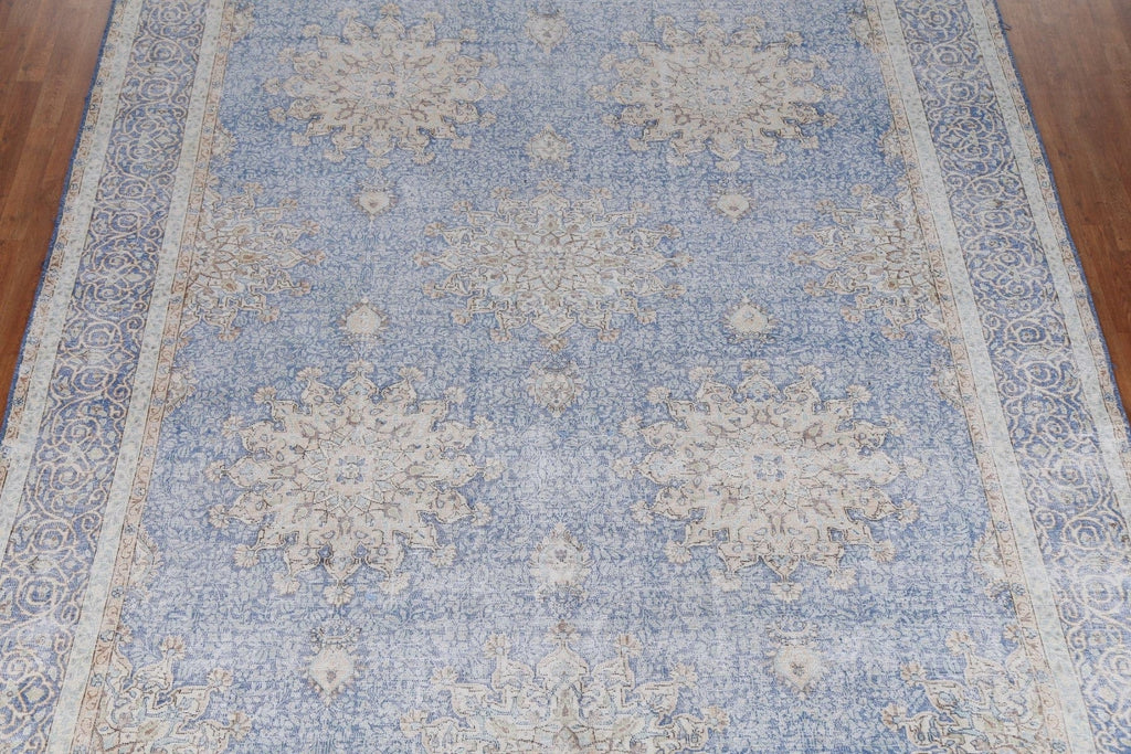 Distressed Blue Kerman Persian Area Rug 10x13