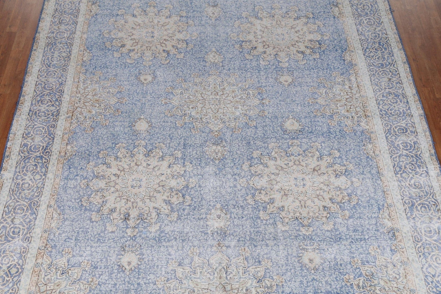 Distressed Blue Kerman Persian Area Rug 10x13