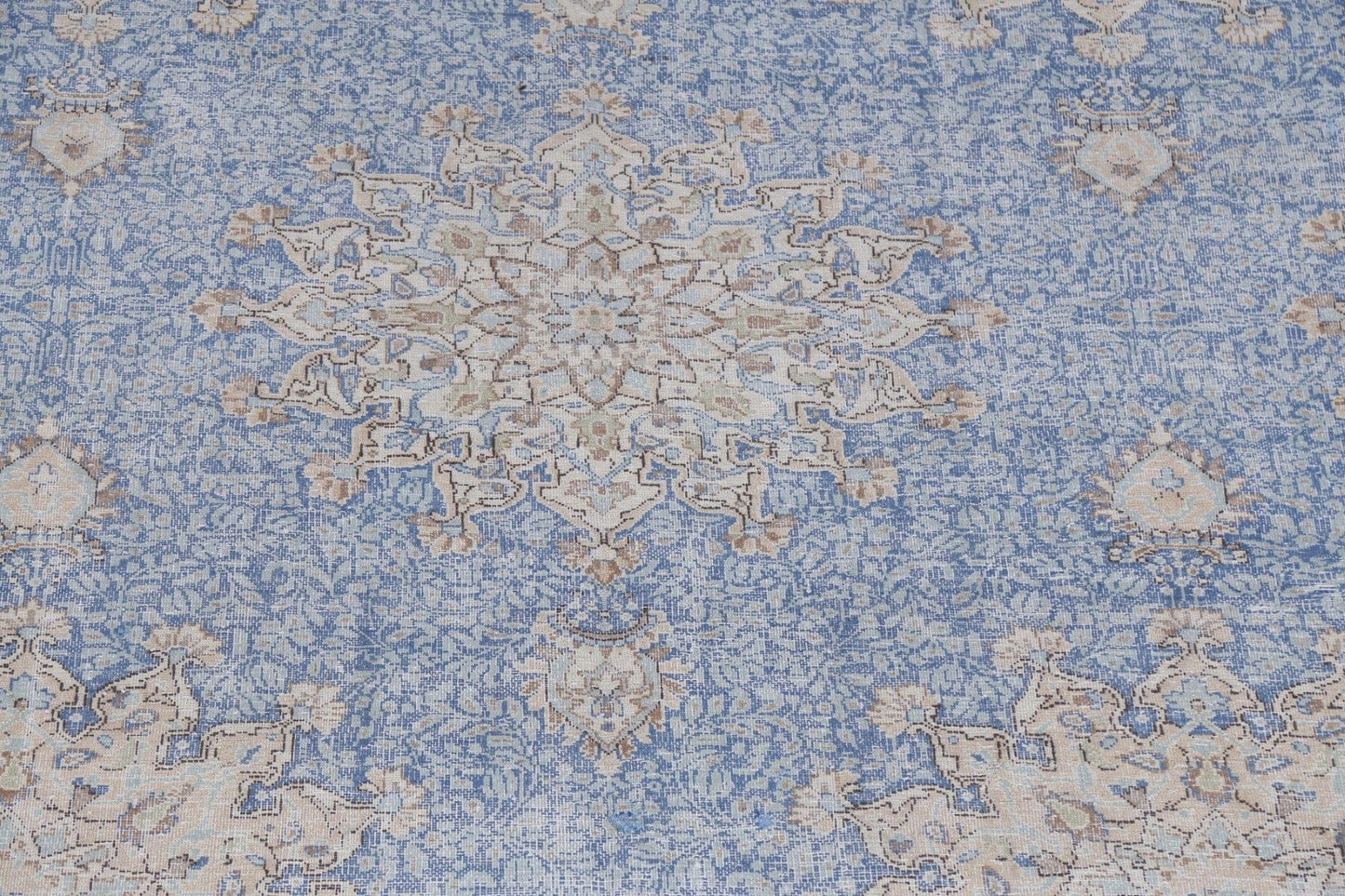 Distressed Blue Kerman Persian Area Rug 10x13