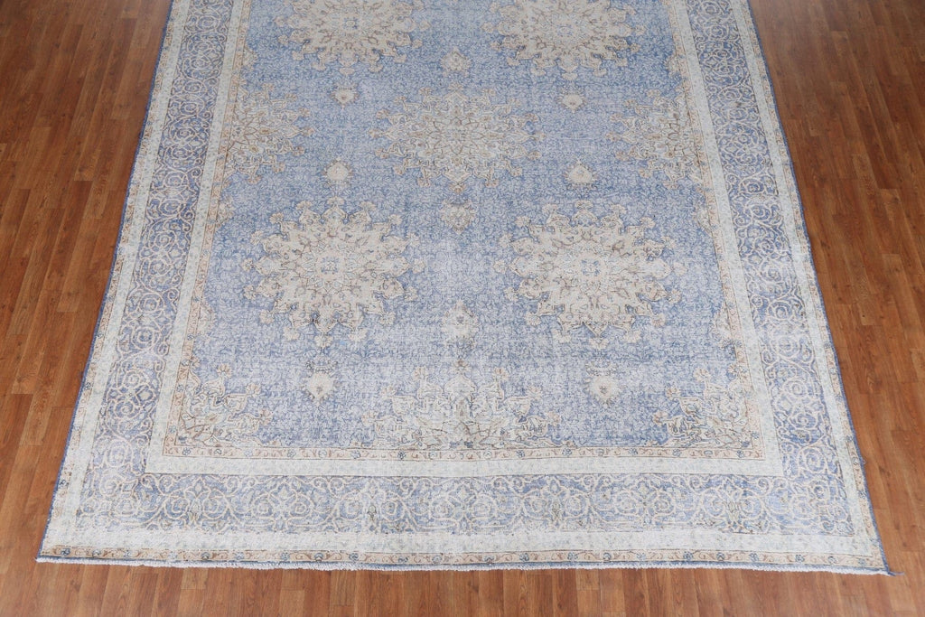 Distressed Blue Kerman Persian Area Rug 10x13