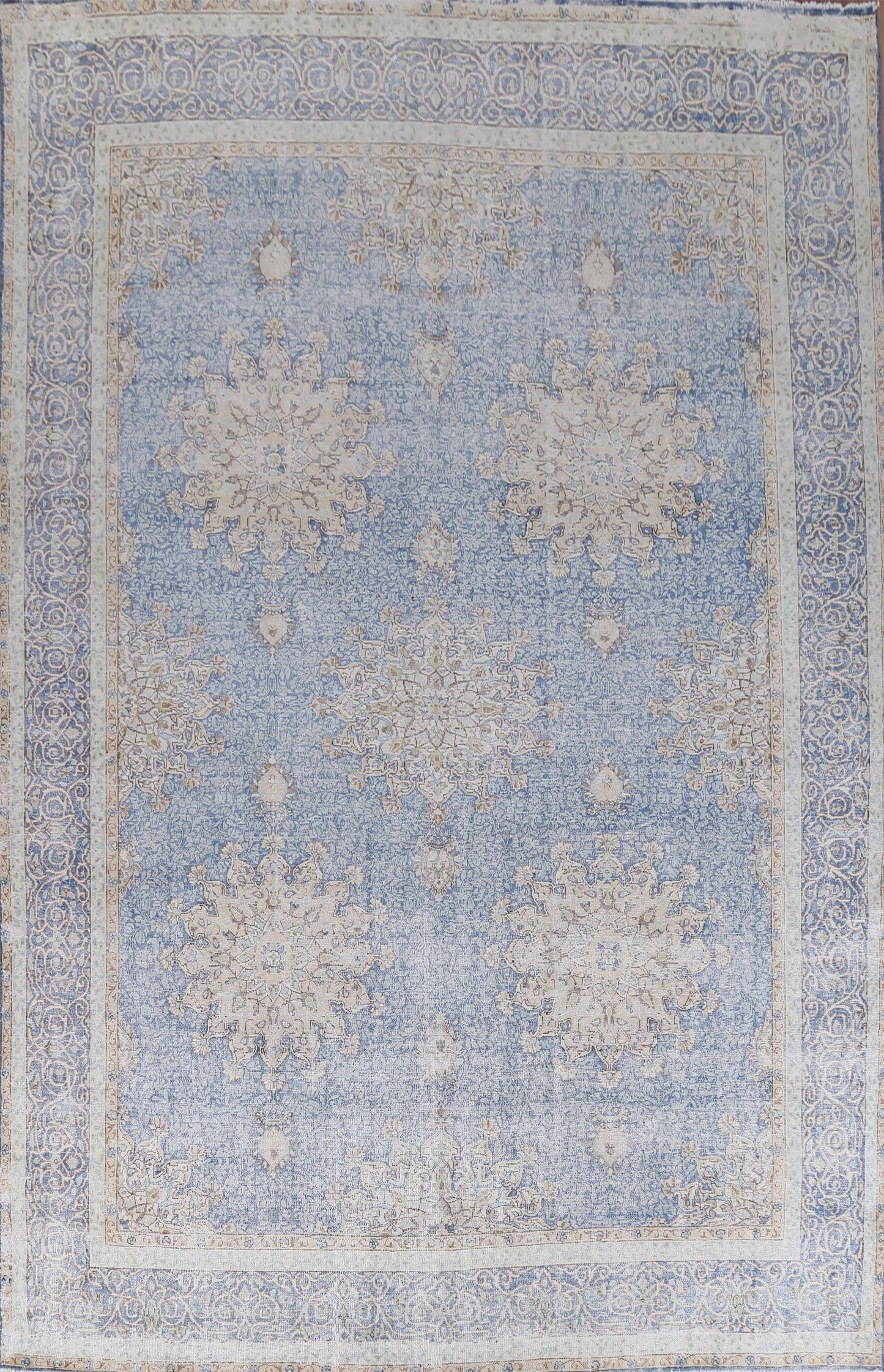 Distressed Blue Kerman Persian Area Rug 10x13