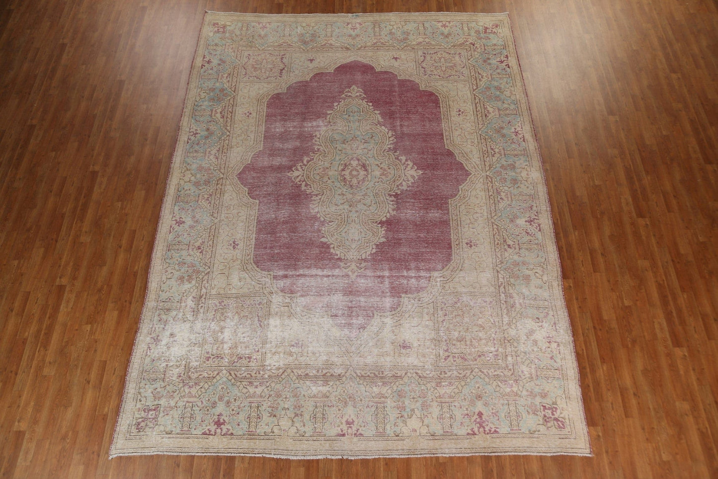 Geometric Handmade Wool Kerman Persian Area Rug 10x13