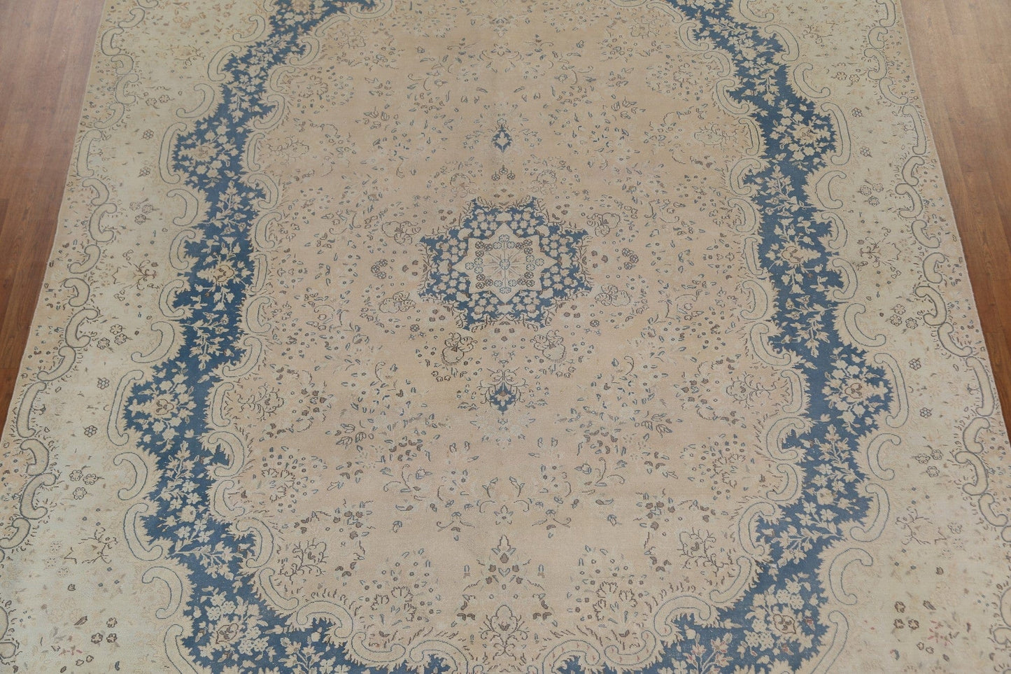 Distressed Wool Kerman Persian Rug 10x14