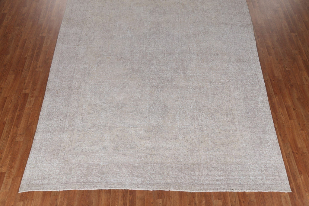 Floral Distressed Muted Tabriz Persian Area Rug 9x12