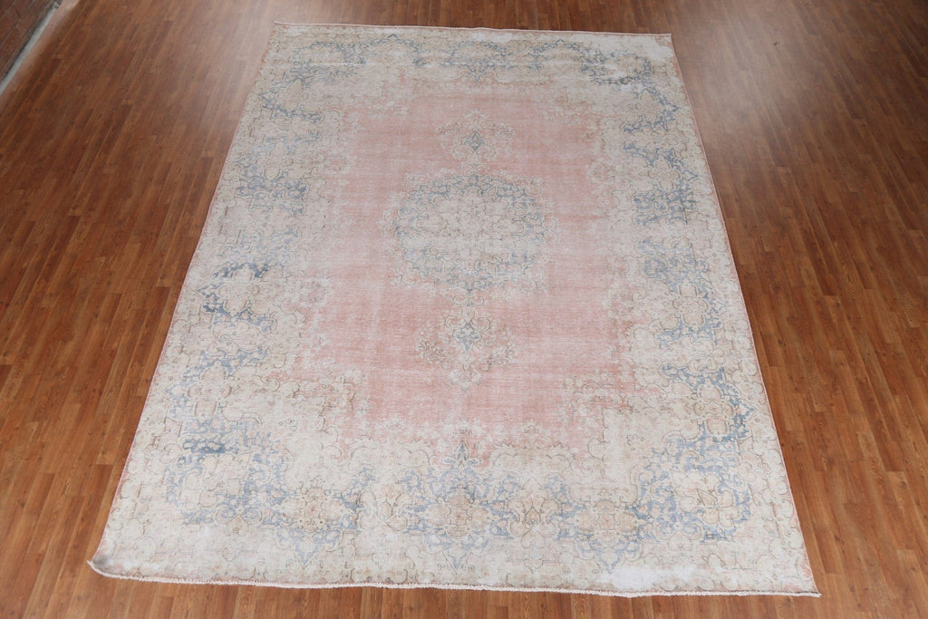 Geometric Handmade Floral Kerman Persian Wool Rug 10x13