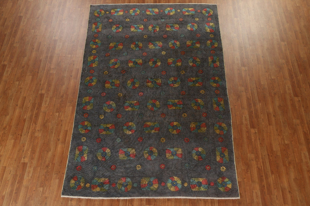 All-over Vintage Wool Handmade Tabriz Persian Area Rug 7x10