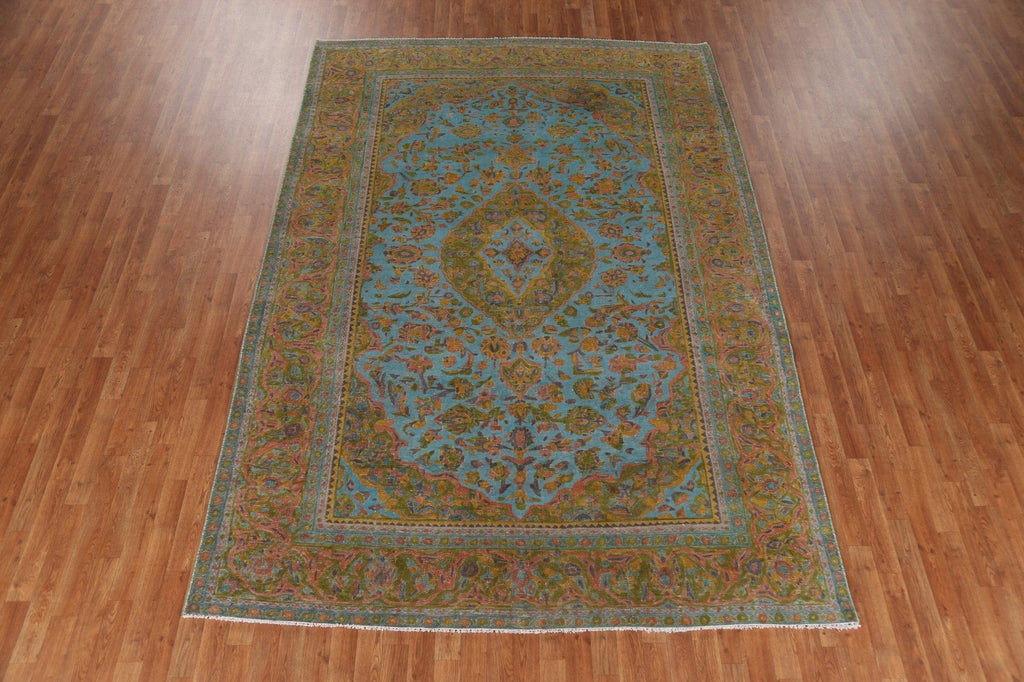 Distressed Over-Dyed Tabriz Persian Area Rug 7x11