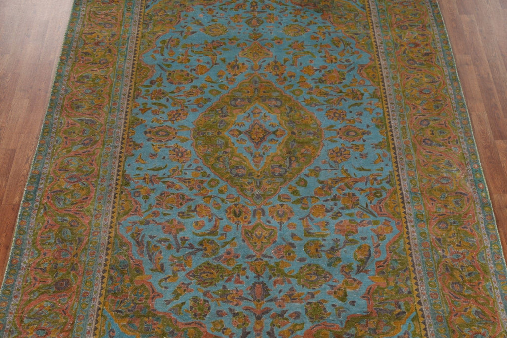 Distressed Over-Dyed Tabriz Persian Area Rug 7x11