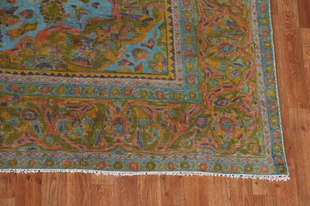 Distressed Over-Dyed Tabriz Persian Area Rug 7x11