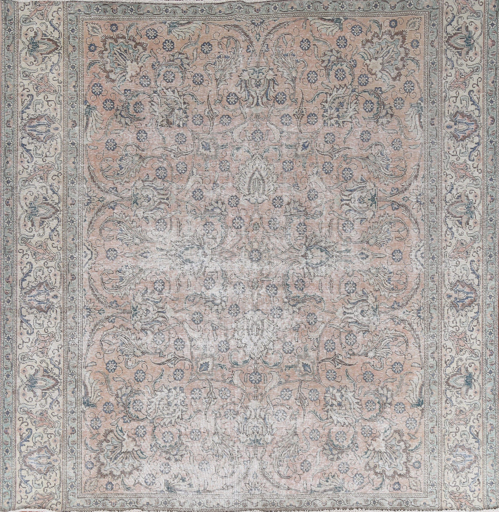 Floral Distressed Floral Tabriz Persian Area Rug 9x10