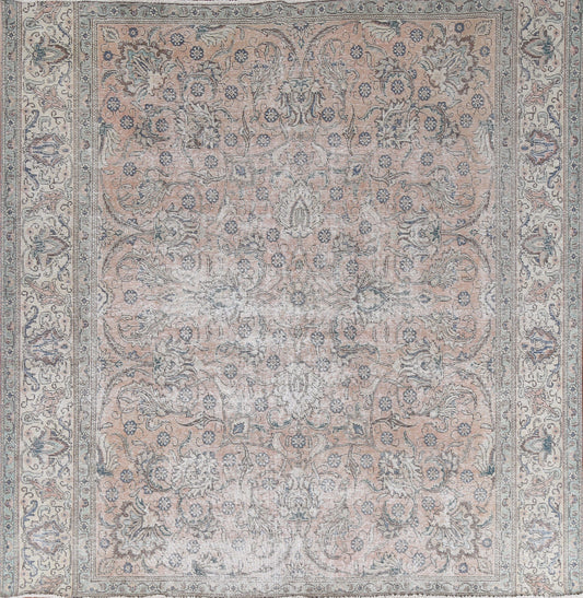 Floral Distressed Floral Tabriz Persian Area Rug 9x10