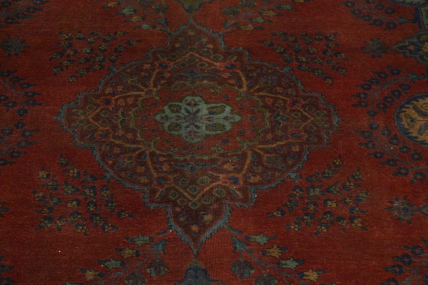 Floral Distressed Over-Dyed Tabriz Persian Area Rug 10x13