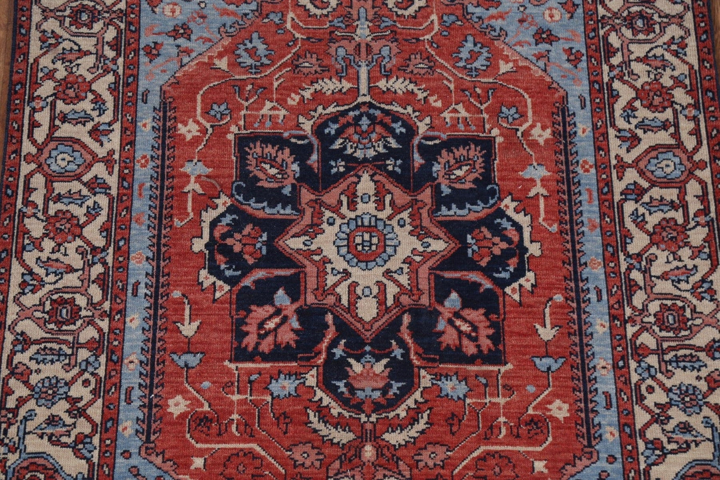 Floral Red Heriz Serapi Turkish Wool Rug 4x6