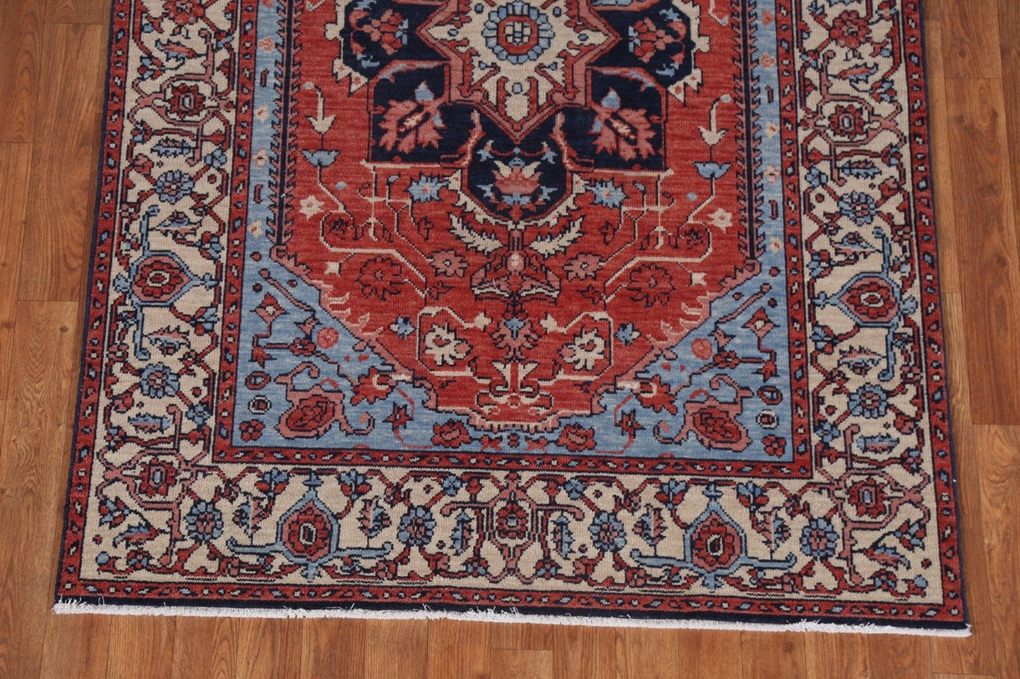 Floral Red Heriz Serapi Turkish Wool Rug 4x6