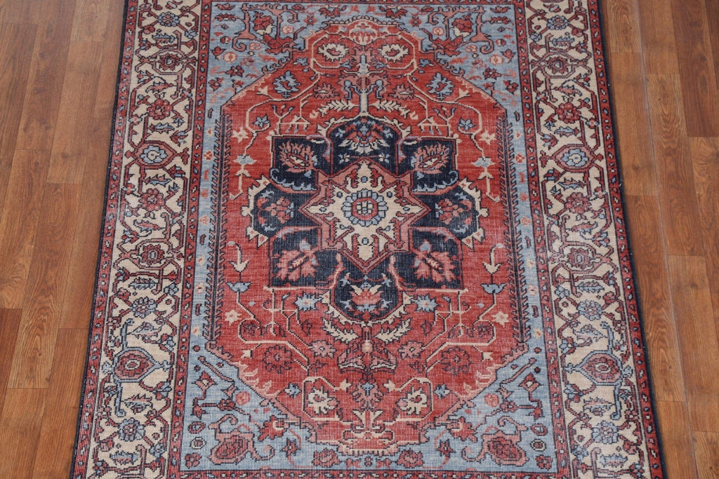 Handmade Red Serapi Wool Turkish Rug 4x6