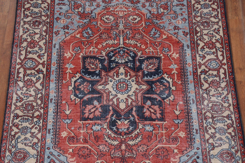 Handmade Red Serapi Wool Turkish Rug 4x6