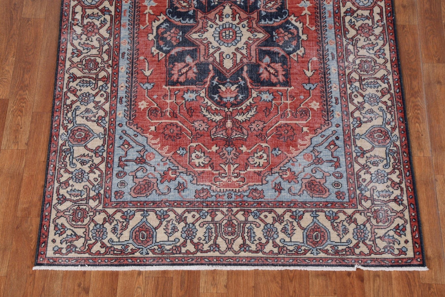 Handmade Red Serapi Wool Turkish Rug 4x6