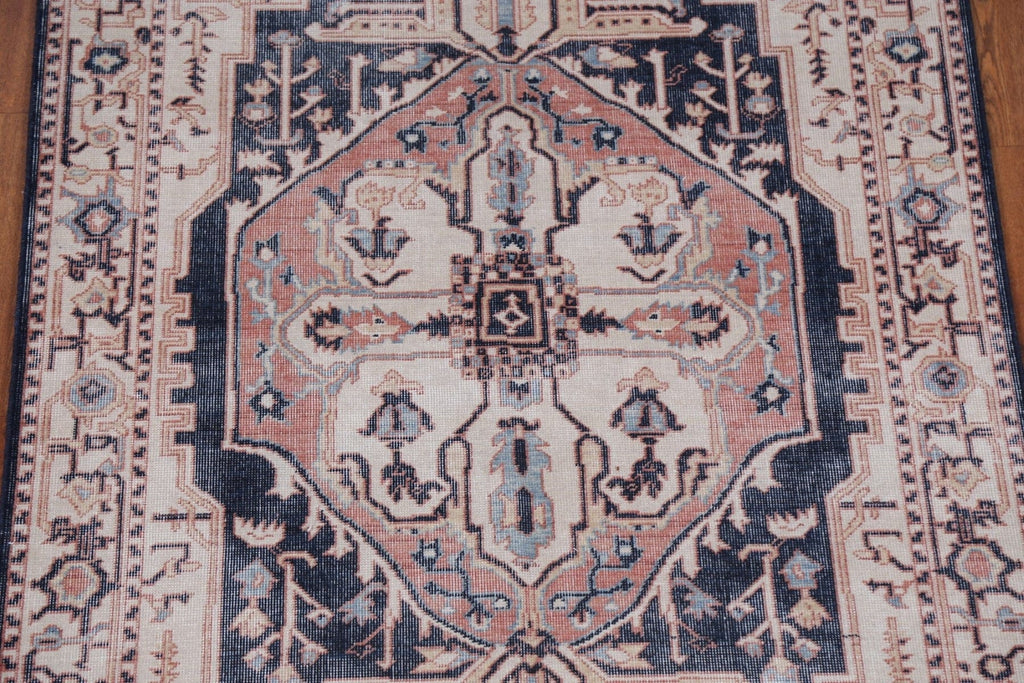 Geometric Heriz Serapi Wool Turkish Rug 4x6