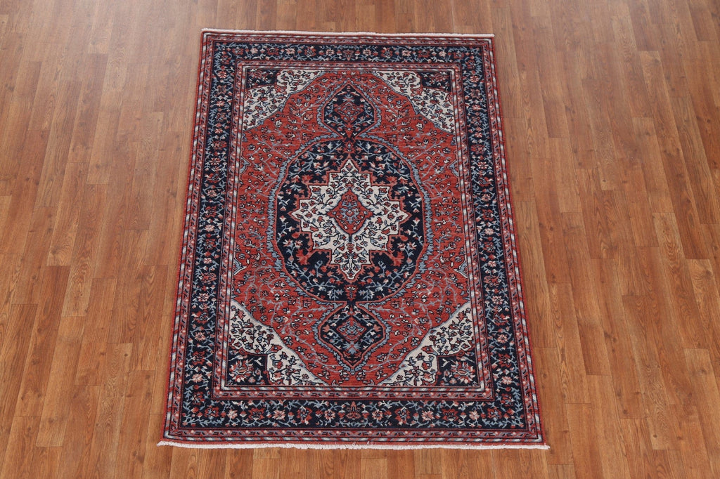 Geometric Hand-Knotted Sarouk Farahan Oriental Area Rug 4x6