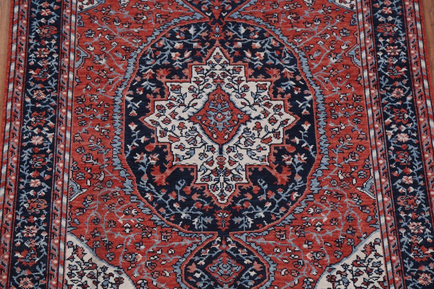 Geometric Hand-Knotted Sarouk Farahan Oriental Area Rug 4x6