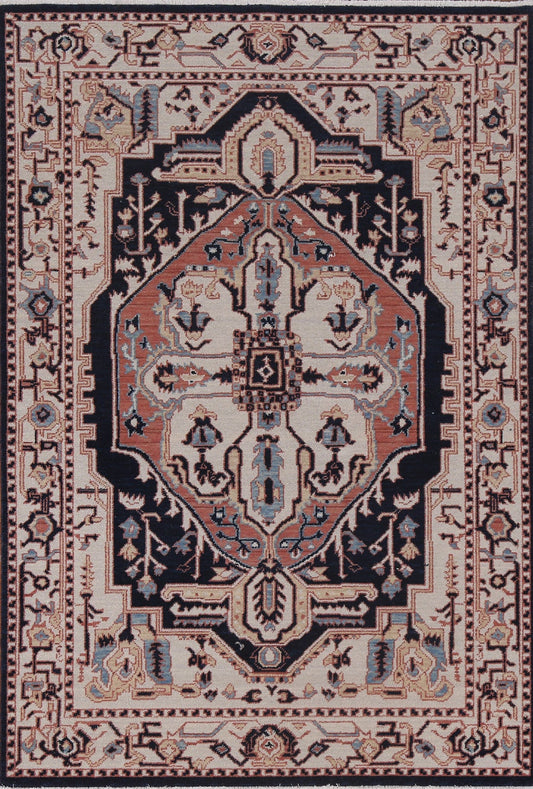 Geometric Wool Heriz Serapi Oriental Area Rug 4x6