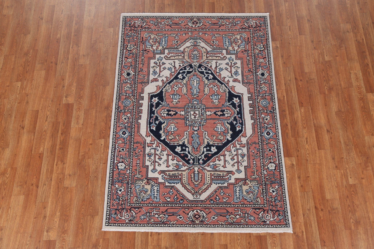 Handmade Geometric Heriz Serapi Turkish Wool Rug 4x6