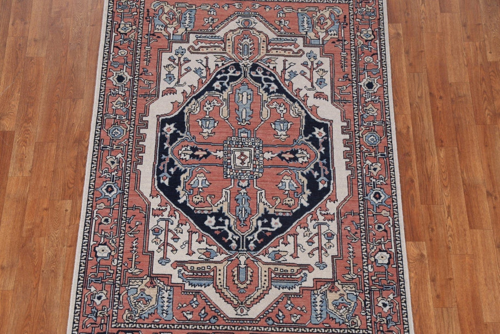 Handmade Geometric Heriz Serapi Turkish Wool Rug 4x6