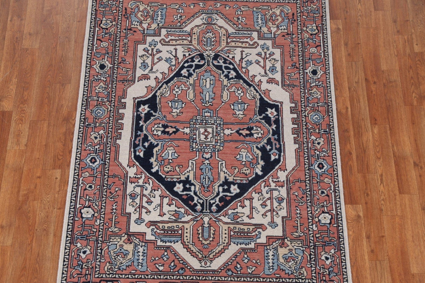 Handmade Geometric Heriz Serapi Turkish Wool Rug 4x6