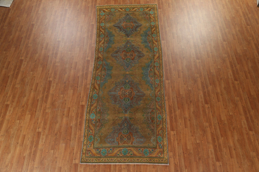 Over-Dyed Geometric Tabriz Persian Area Rug 5x12