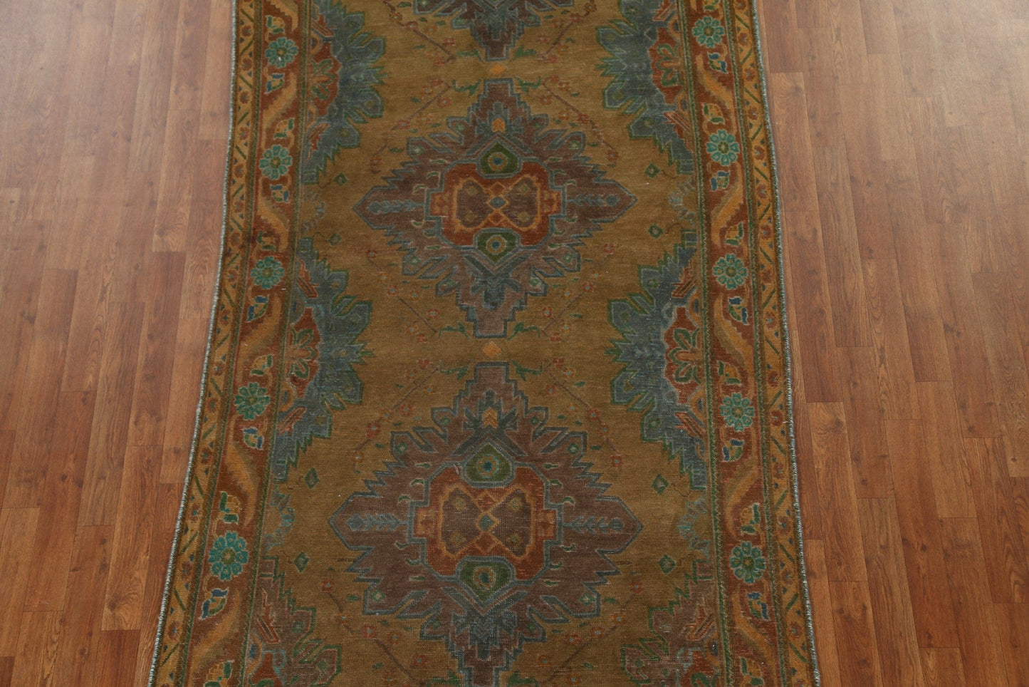 Over-Dyed Geometric Tabriz Persian Area Rug 5x12