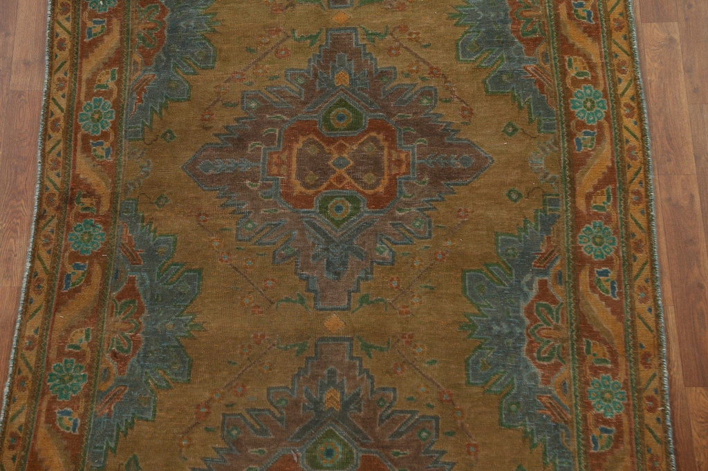 Over-Dyed Geometric Tabriz Persian Area Rug 5x12