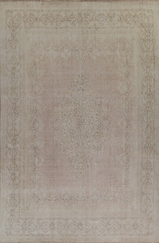 Floral Distressed Kerman Persian Area Rug 10x13