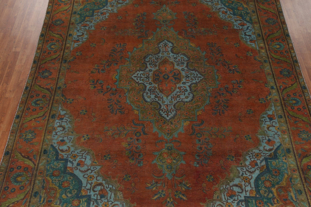 Over-Dyed Geometric Tabriz Persian Area Rug 9x13