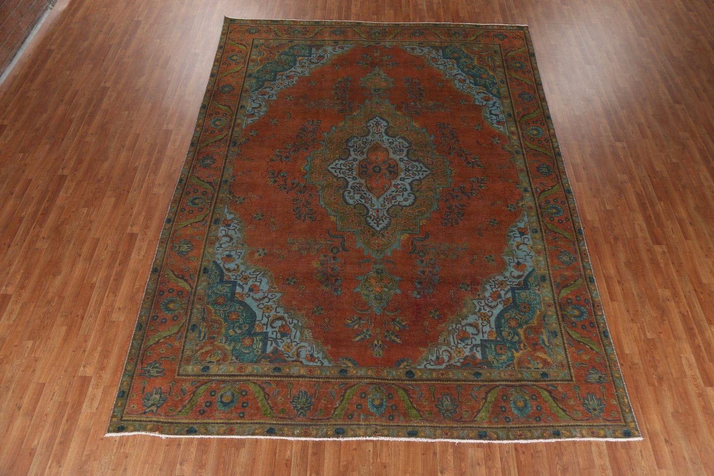 Over-Dyed Geometric Tabriz Persian Area Rug 9x13