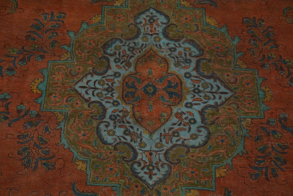 Over-Dyed Geometric Tabriz Persian Area Rug 9x13