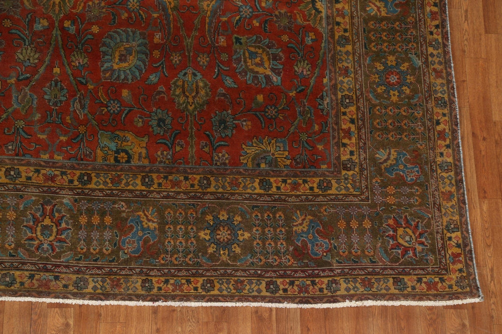 Floral Over-Dyed Tabriz Persian Area Rug 10x13