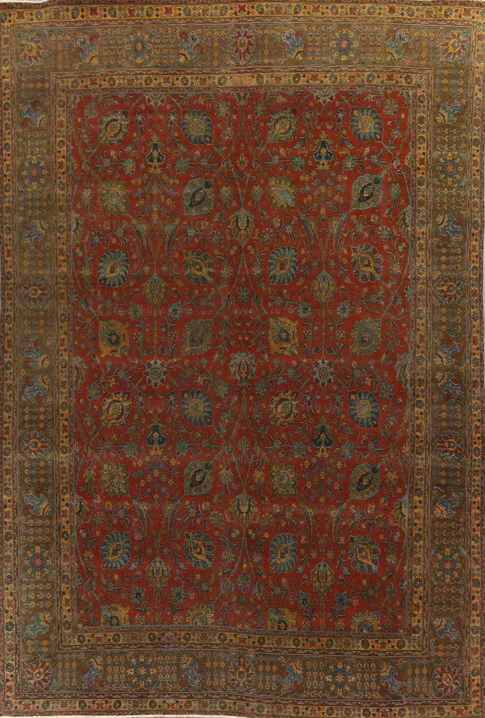 Floral Over-Dyed Tabriz Persian Area Rug 10x13