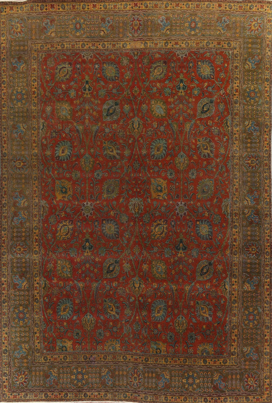 Floral Over-Dyed Tabriz Persian Area Rug 10x13